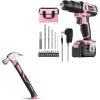 image:imageWORKPRO Pink Cordless 20V Lithiumion Drill Driver SetWORKPRO 16 oz Claw Hammer