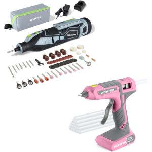 image:imageWORKPRO 12V Cordless Rotary Tool Kit amp WORKPRO Full Size Cordless Hot Melt Glue Gun