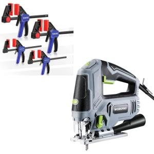 image:imageWORKPRO Mini Bar Clamps for Woodworking 62 and 4122 4Piece OneHanded ClampSpreader  WORKPRO Jigsaw 65AMP 850W Corded Electric Jig Saw Tool Kit
