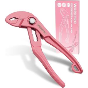 image:imageWORKPRO Mini Water Pump Pliers 4Inch Groove Joint Pliers Fast Adjustable Tongue and Groove Plier with 15Position PushLock VJaw for MultiSurface Grip EDC Plier for Tight Spaces amp Versatile UsePink