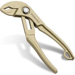 image:imageWORKPRO Mini Water Pump Pliers 4Inch Groove Joint Pliers Fast Adjustable Tongue and Groove Plier with 15Position PushLock VJaw for MultiSurface Grip EDC Plier for Tight Spaces amp Versatile UseChampagne