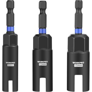image:imageWORKPRO Wing Nut Driver Set 3 PCS Power Wing Nut Driver Bit 9mm12mm15mm 14 Inch Hex Shank Nut Driver Wing Nut Socket for Wing Nut Eye Bolt Wire Twisting3PC Wing Nut Driver Sets