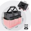 image:imageWORKPRO Garden Tool Bag Organizer Heavy Duty Gardening Tote Bag with 10 Pockets and Long Adjustable Shoulder Strap Standable Garden Home Tool Kits Organizer Floral Pink Tools are not includedPink