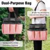 image:imageWORKPRO Garden Tool Bag Organizer Heavy Duty Gardening Tote Bag with 10 Pockets and Long Adjustable Shoulder Strap Standable Garden Home Tool Kits Organizer Floral Pink Tools are not includedPink