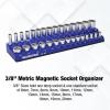 image:imageWORKPRO Magnetic Socket Organizer 14Inch Metric Socket Holder Tool Trays Holds 26 Pieces Standard Size and Deep Size SocketsSockets not Included38 DR  Metric