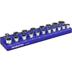 image:imageWORKPRO Magnetic Socket Organizer 14Inch Metric Socket Holder Tool Trays Holds 26 Pieces Standard Size and Deep Size SocketsSockets not Included12 DR  Metric