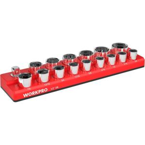 image:imageWORKPRO Magnetic Socket Organizer 14Inch Metric Socket Holder Tool Trays Holds 26 Pieces Standard Size and Deep Size SocketsSockets not Included12 DR  SAE