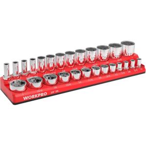 image:imageWORKPRO Magnetic Socket Organizer 14Inch Metric Socket Holder Tool Trays Holds 26 Pieces Standard Size and Deep Size SocketsSockets not Included38 DR  SAE