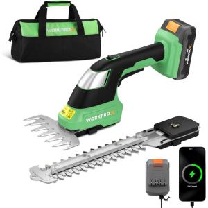 image:imageWORKPROX 20V Pink Cordless Grass Shear amp Shrubbery Trimmer  2in1 Handheld Electric Grass Trimmer Hedge ShearsGrass Cutter with Tool Bag Rechargeable LithiumIon Battery and TypeC Cable IncludedGreen