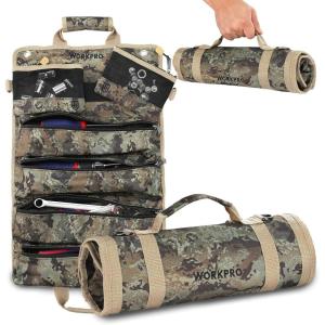 image:imageWORKPRO Roll Up Tool Bag Tool Roll Up Bag with Detachable Tool Pouches Heavy Duty Tool Bag Organizer with 6 Pockets Tool Organizer for Mechanic Electrician Plumber and CarpenterCamo