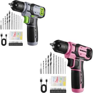 image:imageWORKPRO 8V Cordless Drill Driver Set with 53pcs Bit Set  Pink amp WORKPRO 8V Cordless Drill Driver Set with 53pcs Bit Set  Green