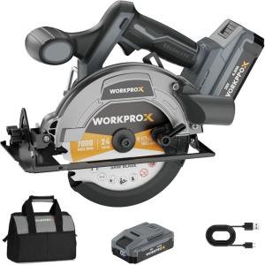 image:imageWORKPROX 20V Cordless Circular Saw 612 Brushless Circular Saw 5500 RPM amp Storage Bag Max Cutting Depth 2516901916 45 for Precise Wood amp PVC Cutting