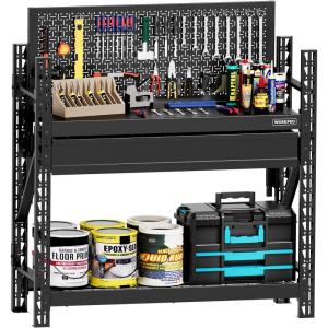 image:imageWORKPRO 50 Heavy Duty Steel Workbench with Pegboard amp Drawer 3180lbs Capacity Garage Workbench Sturdy Shelves Tool Storage Work Benches for Garage Workshop amp Woodworking50 inch