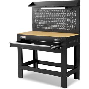 image:imageWORKPRO 50 Heavy Duty Steel Workbench with Pegboard amp Drawer 3180lbs Capacity Garage Workbench Sturdy Shelves Tool Storage Work Benches for Garage Workshop amp Woodworking48 inch