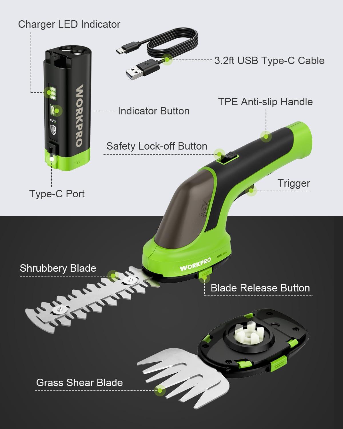 image:imageWORKPRO 36V Hedge Trimmer Cordless 3in1 Electric Hedge Trimmer amp Grass Cutter with 37 Wheeled Extension Pole 40Ah Removable Battery amp TypeC Cable Lightweight Bush Trimmer for Lawn amp GardenLong Handle Grass Shear