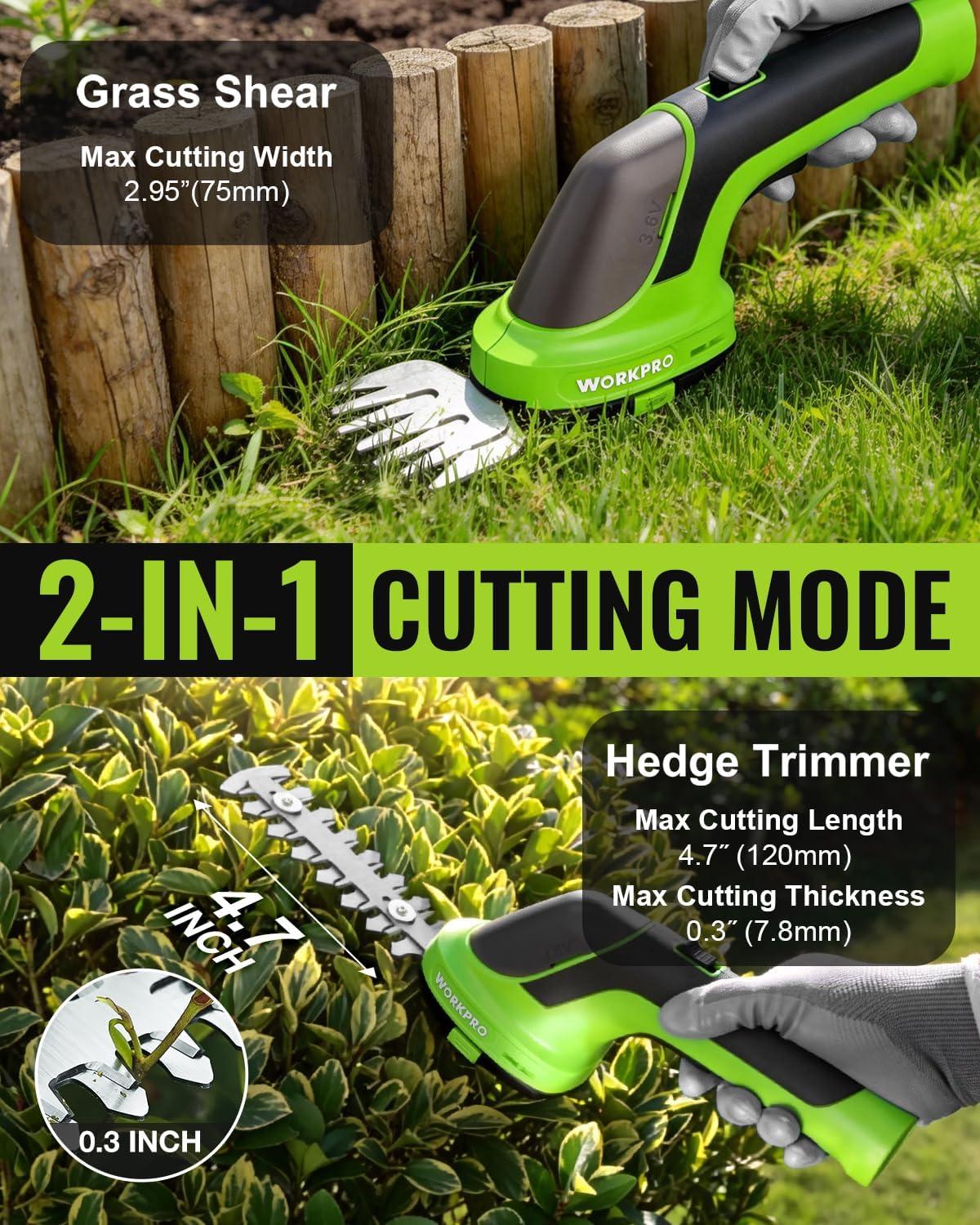 image:imageWORKPRO 36V Hedge Trimmer Cordless 3in1 Electric Hedge Trimmer amp Grass Cutter with 37 Wheeled Extension Pole 40Ah Removable Battery amp TypeC Cable Lightweight Bush Trimmer for Lawn amp GardenHandheld Grass Shear