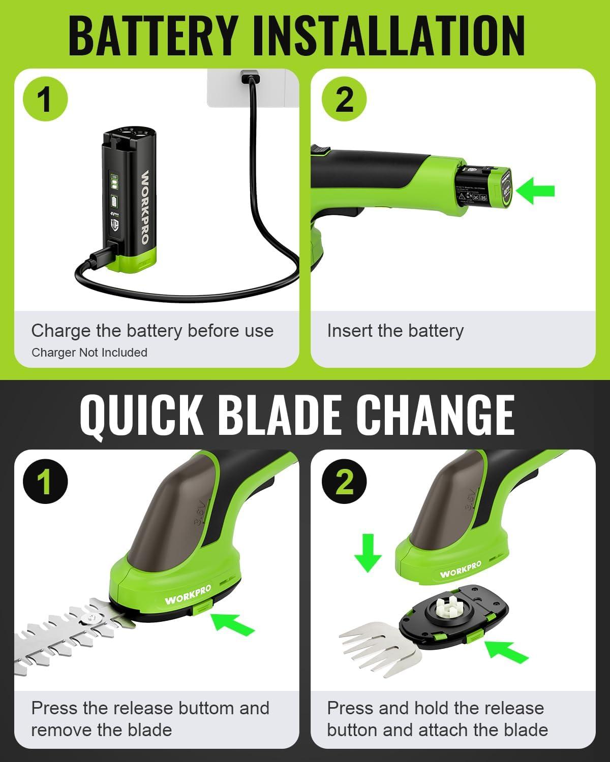 image:imageWORKPRO 36V Hedge Trimmer Cordless 3in1 Electric Hedge Trimmer amp Grass Cutter with 37 Wheeled Extension Pole 40Ah Removable Battery amp TypeC Cable Lightweight Bush Trimmer for Lawn amp GardenHandheld Grass Shear