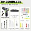 image:imageWORKPRO Cordless Rotary Tool Kit with 71pcs Accessories amp WORKPRO 8V Cordless Drill Driver Set with 53pcs Bit Set  Green