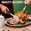 image:imageWORKPRO Electric Knife for Meat Slicing Cordless Electric Carving Knife for Turkey Fish amp Bread Two Stainless Steel Blades Ergonomic Handle Storage Case amp Serving Fork Included WhiteBlack