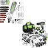 image:imageWORKPRO 157PCS Home Tool Set with 20V Power Drill amp WORKPRO Cordless Rotary Tool Kit with 71pcs Accessories Green
