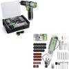 image:imageWORKPRO Cordless Rotary Tool Kit with 71pcs Accessories amp WORKPRO Drill Set with 8V Power Drill and Stackable Tool Box  Green