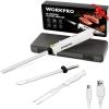 image:imageWORKPRO Electric Knife for Meat Slicing Cordless Electric Carving Knife for Turkey Fish amp Bread Two Stainless Steel Blades Ergonomic Handle Storage Case amp Serving Fork Included WhiteWhite