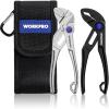 image:imageWORKPRO 2Piece Mini Pliers Set with Pouch 4Inch Water Pump Pliers amp Pliers Wrench HighToughness Alloy Steel Mini Groove Joint Plier amp Smooth Jaw Plier EDC Pliers for Tight Spaces amp Versatile Use