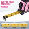 image:imageWORKPRO 25FT Pink Tape Measure Dual Lock Tape Measure with Fractions Every 18 and 132 Accuracy Quick Read Nylon Coated with Magnetic Hook ShockResistant Case and Belt Clip  Pink Ribbon