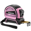 image:imageWORKPRO 25FT Pink Tape Measure Dual Lock Tape Measure with Fractions Every 18 and 132 Accuracy Quick Read Nylon Coated with Magnetic Hook ShockResistant Case and Belt Clip  Pink Ribbon
