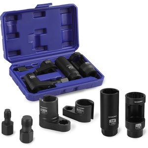 image:imageWORKPRO 6PCS O2 Oxygen Sensor Socket Automotive 38 12 Drive x 1116 78 27mm 22mm O2 Sensor Socket Removal Tool and Thread Chaser Set for Oil Pressure Vacuum Thermal Oxygen Sensors