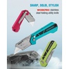 image:imageWORKPRO Box Cutter Utility Knife Quick Change Blade Razor Knife Folding Pocket Knife with Belt Clip and Axis Lock 10 Extra Blades Included PinkBlue