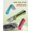 image:imageWORKPRO Box Cutter Utility Knife Quick Change Blade Razor Knife Folding Pocket Knife with Belt Clip and Axis Lock 10 Extra Blades Included PinkGreen