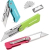 image:imageWORKPRO Folding Utility Knife with 10 Extra SK5 Blades EDC Razor Sharp Knife with G10 Handle Quick Change Box Cutter with Belt Clip for Heavy Duty DIY Home Office amp Artcraft Use  PinkMulticolor3 pack