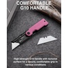 image:imageWORKPRO Folding Utility Knife with 10 Extra SK5 Blades EDC Razor Sharp Knife with G10 Handle Quick Change Box Cutter with Belt Clip for Heavy Duty DIY Home Office amp Artcraft Use  PinkMulticolorG10 Handle3 pack