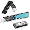 image:imageWORKPRO Folding Utility Knife with 10 Extra SK5 Blades EDC Razor Sharp Knife with G10 Handle Quick Change Box Cutter with Belt Clip for Heavy Duty DIY Home Office amp Artcraft Use  PinkBlueG10 Handle1 pack