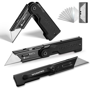 image:imageWORKPRO Folding Utility Knife with 10 Extra SK5 Blades EDC Razor Sharp Knife with G10 Handle Quick Change Box Cutter with Belt Clip for Heavy Duty DIY Home Office amp Artcraft Use  PinkBlackG10 Handle3 pack