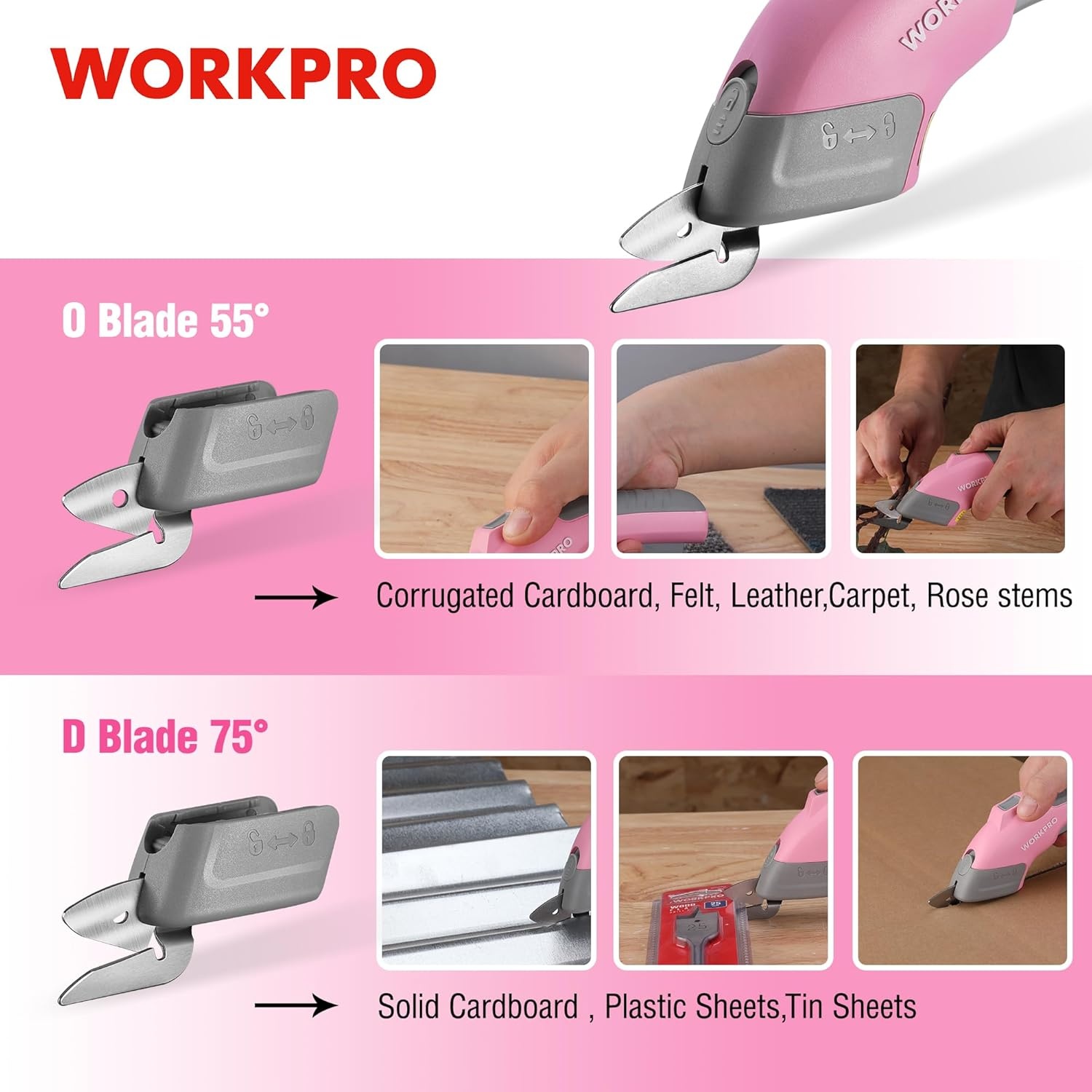 image:imageWORKPRO 2 Pack Replacement Blade for 4V Cordless Electric Scissors O and D Type Cutter Blade Replacement Fits W125206AE