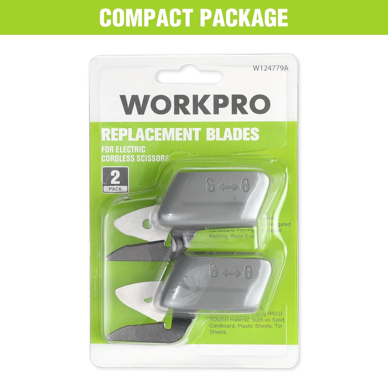 image:imageWORKPRO 2 Pack Replacement Blade for 4V Cordless Electric Scissors O and D Type Cutter Blade Replacement Fits W125206AE