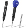 image:imageWORKPRO 2PCS Automatic Center Punch with an Extra Replacement Tip Adjustable Spring Loaded Center Punch Metal Punch Tool Center Hole Punch for Wood Metal Plastic2pcs Auto Center Punches with a Replacement Tip