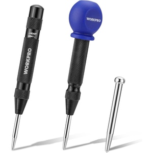 image:imageWORKPRO 2PCS Automatic Center Punch with an Extra Replacement Tip Adjustable Spring Loaded Center Punch Metal Punch Tool Center Hole Punch for Wood Metal Plastic2pcs Auto Center Punches with a Replacement Tip