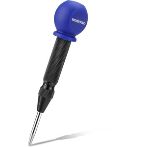 image:imageWORKPRO 2PCS Automatic Center Punch with an Extra Replacement Tip Adjustable Spring Loaded Center Punch Metal Punch Tool Center Hole Punch for Wood Metal PlasticAuto Center Punch
