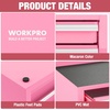 image:imageWORKPRO 125 Mini Tool Box with 2 Drawers amp 1 Open Top Storage Small Metal Tool Chest with PVC Liners amp PP Feet Pads Cold Rolled Steel Toolbox with Drawer Liners amp Magnetic TabsPink