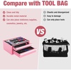image:imageWORKPRO 125 Mini Tool Box with 2 Drawers amp 1 Open Top Storage Small Metal Tool Chest with PVC Liners amp PP Feet Pads Cold Rolled Steel Toolbox with Drawer Liners amp Magnetic TabsPink