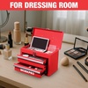 image:imageWORKPRO Portable Mini Tool Box 2 Drawers Metal Tool Chest with Ball Bearing Slides Top Storagewith Latch Ergonomic Carrying Handle Mechanic Toolbox with PVC Liners and PP Feet PadsRed