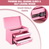 image:imageWORKPRO Portable Mini Tool Box 2 Drawers Metal Tool Chest with Ball Bearing Slides Top Storagewith Latch Ergonomic Carrying Handle Mechanic Toolbox with PVC Liners and PP Feet PadsPink