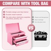image:imageWORKPRO Portable Mini Tool Box 2 Drawers Metal Tool Chest with Ball Bearing Slides Top Storagewith Latch Ergonomic Carrying Handle Mechanic Toolbox with PVC Liners and PP Feet PadsPink