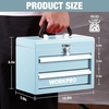 image:imageWORKPRO Portable Mini Tool Box 2 Drawers Metal Tool Chest with Ball Bearing Slides Top Storagewith Latch Ergonomic Carrying Handle Mechanic Toolbox with PVC Liners and PP Feet PadsMacaron Blue