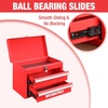 image:imageWORKPRO Portable Mini Tool Box 2 Drawers Metal Tool Chest with Ball Bearing Slides Top Storagewith Latch Ergonomic Carrying Handle Mechanic Toolbox with PVC Liners and PP Feet PadsRed