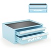 image:imageWORKPRO 125 Mini Tool Box with 2 Drawers amp 1 Open Top Storage Small Metal Tool Chest with PVC Liners amp PP Feet Pads Cold Rolled Steel Toolbox with Drawer Liners amp Magnetic TabsMacaron Blue