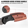 image:imageWORKPRO Folding Utility Knife Razor Blade Knife with Axis Lock Quick Change Box Cutter EDC Wood Handle Foldable Pocket Cutter Extra 10PC SK5 Blades IncludedAxis Lock Utility Knife